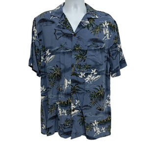 LOKUBATON Rayon Mens Size Large Hawaiian Islands Surfer Shirt Short Sleeve